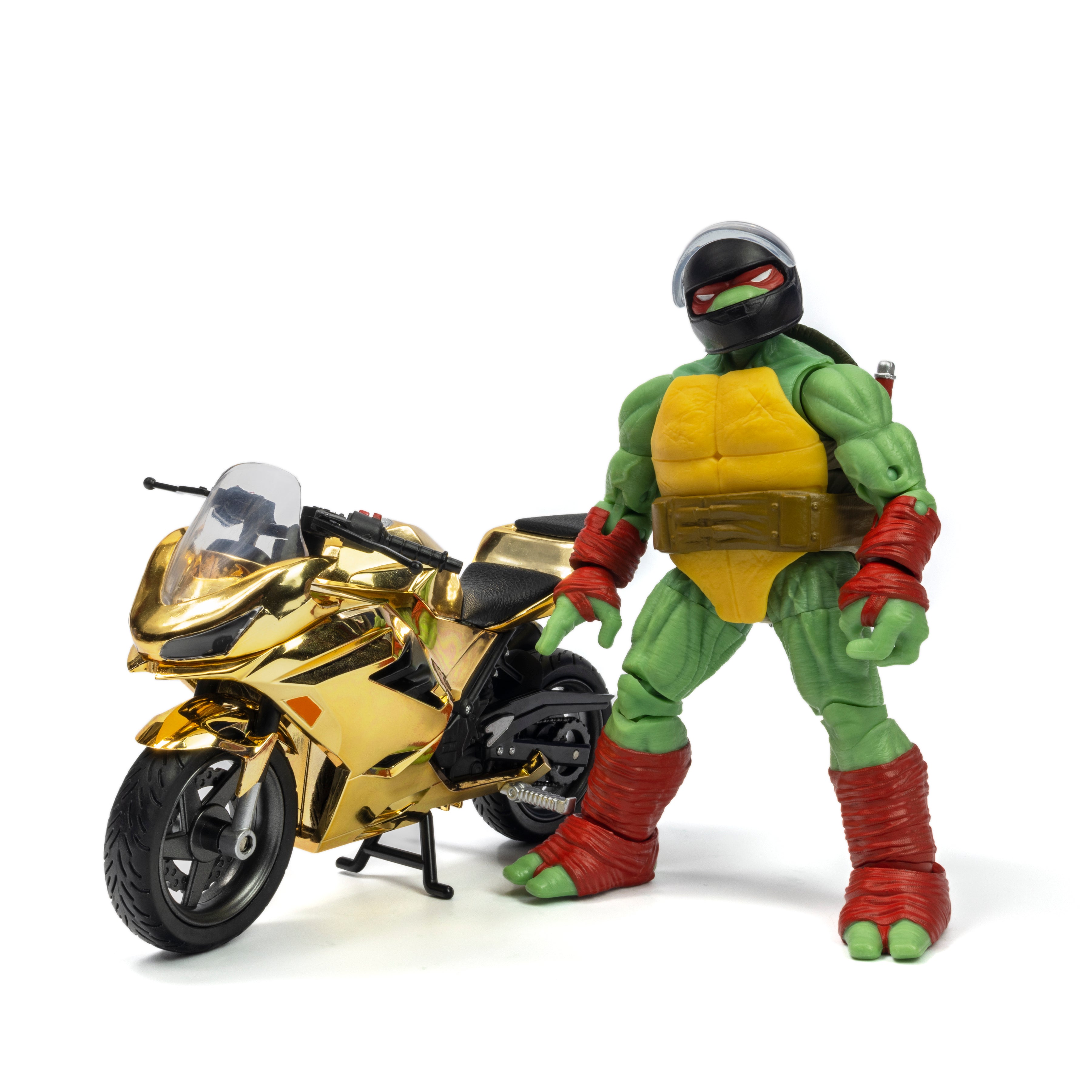 TMNT BST AXN + VEHICLE Raphael Comic with Gold Motorcycle SDCC 2023