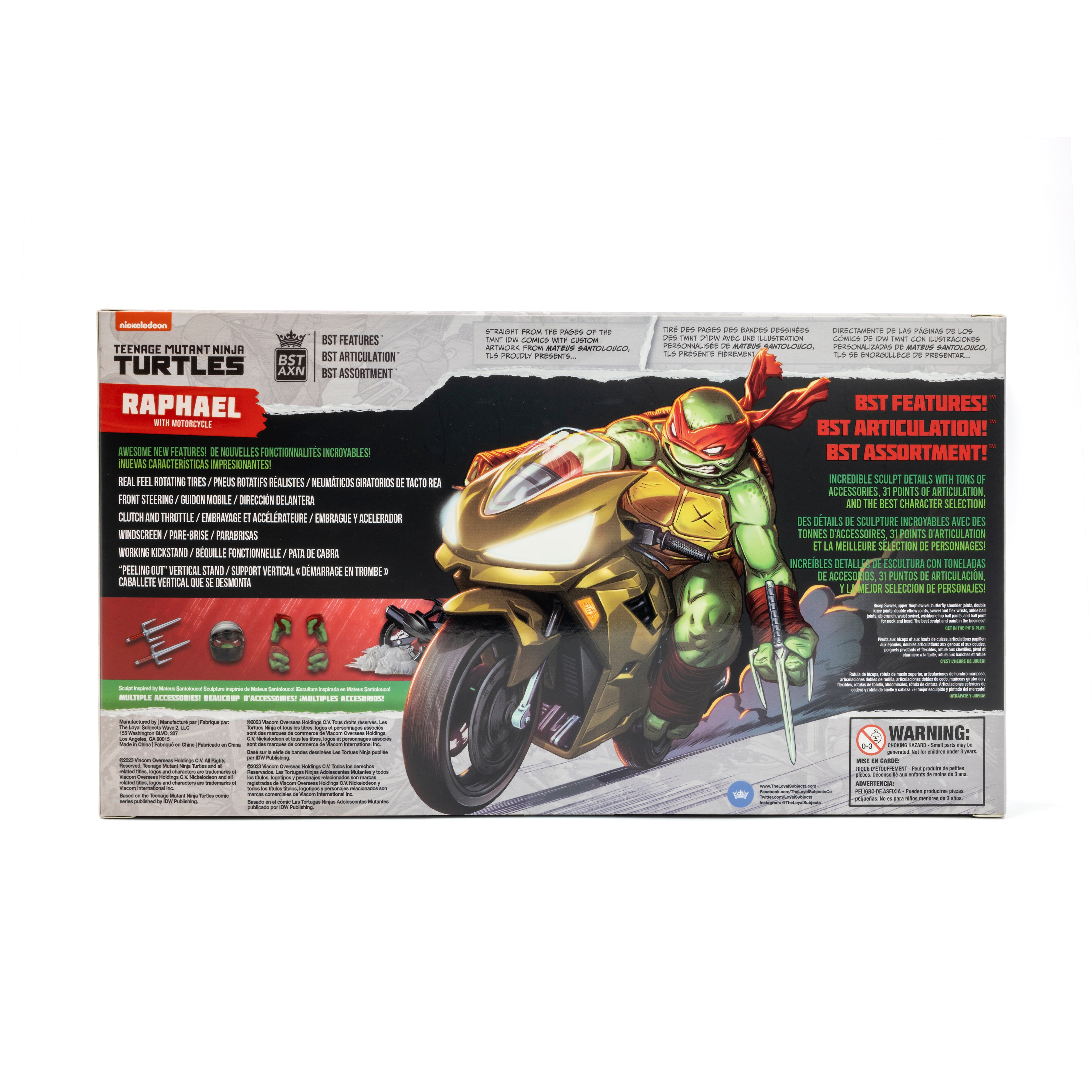 TMNT BST AXN + VEHICLE Raphael Comic with Gold Motorcycle SDCC 2023