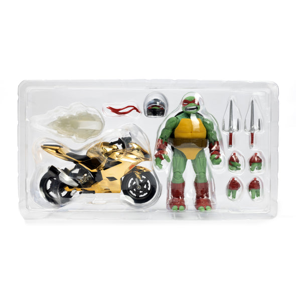 TMNT BST AXN + VEHICLE Raphael Comic with Gold Motorcycle SDCC 2023