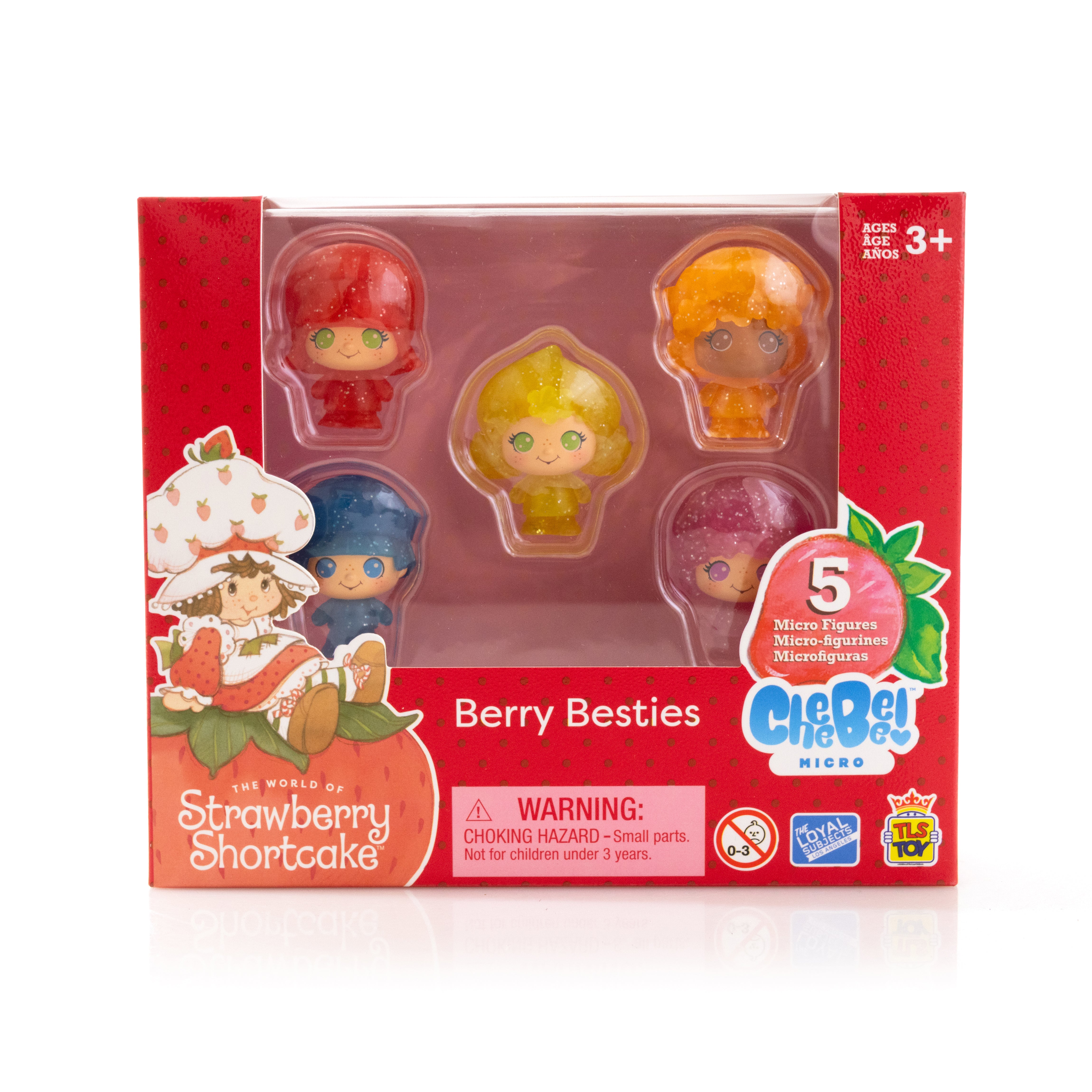 STRAWBERRY SHORTCAKE 1.5" CheeBee Figures 5-Pack Collector Set - Berry Besties Glitter