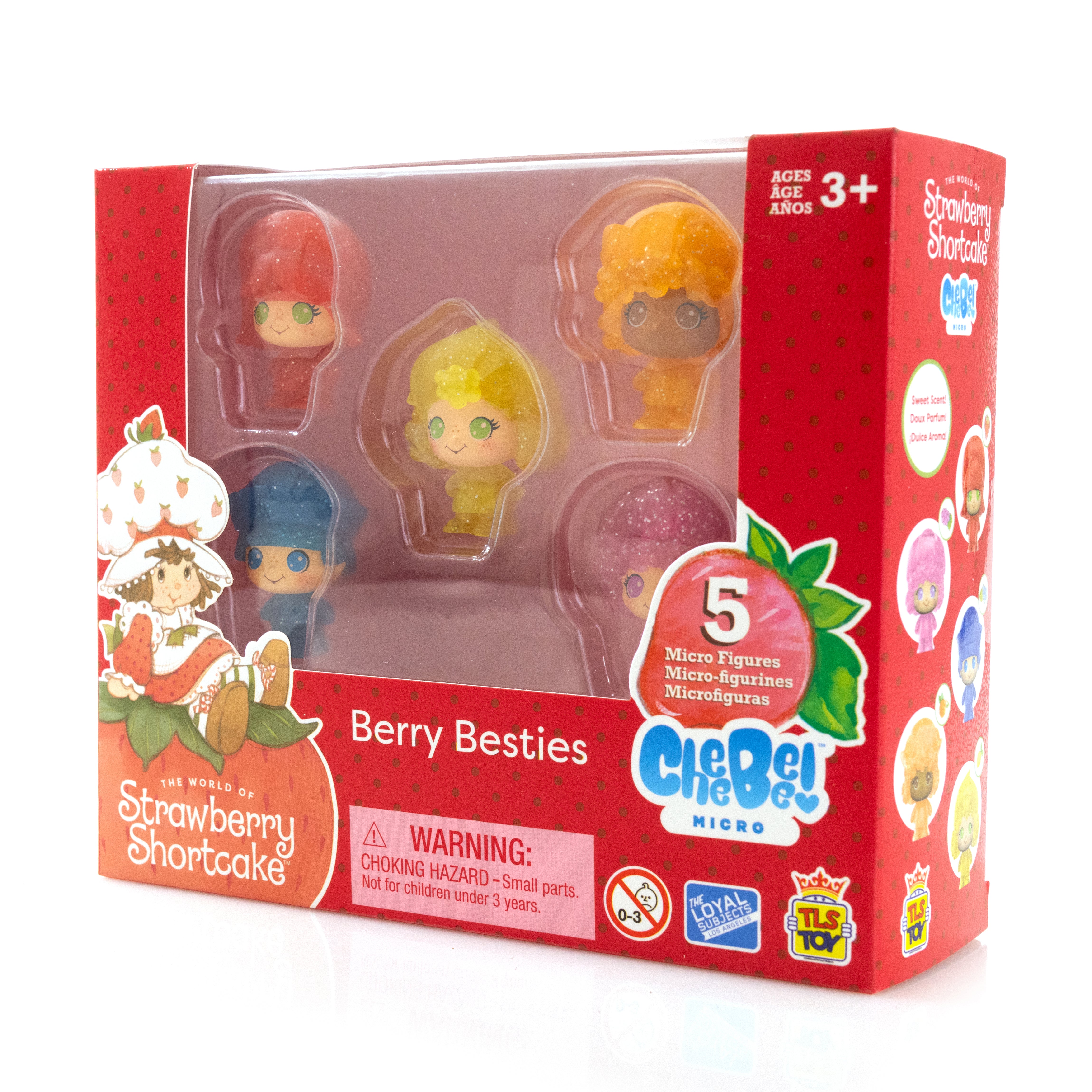 STRAWBERRY SHORTCAKE 1.5" CheeBee Figures 5-Pack Collector Set - Berry Besties Glitter