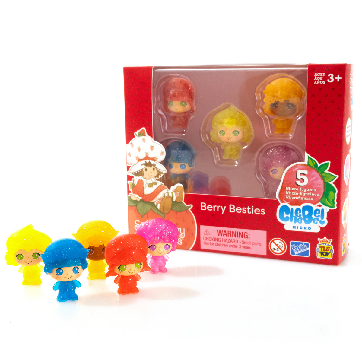 STRAWBERRY SHORTCAKE 1.5" CheeBee Figures 5-Pack Collector Set - Berry Besties Glitter