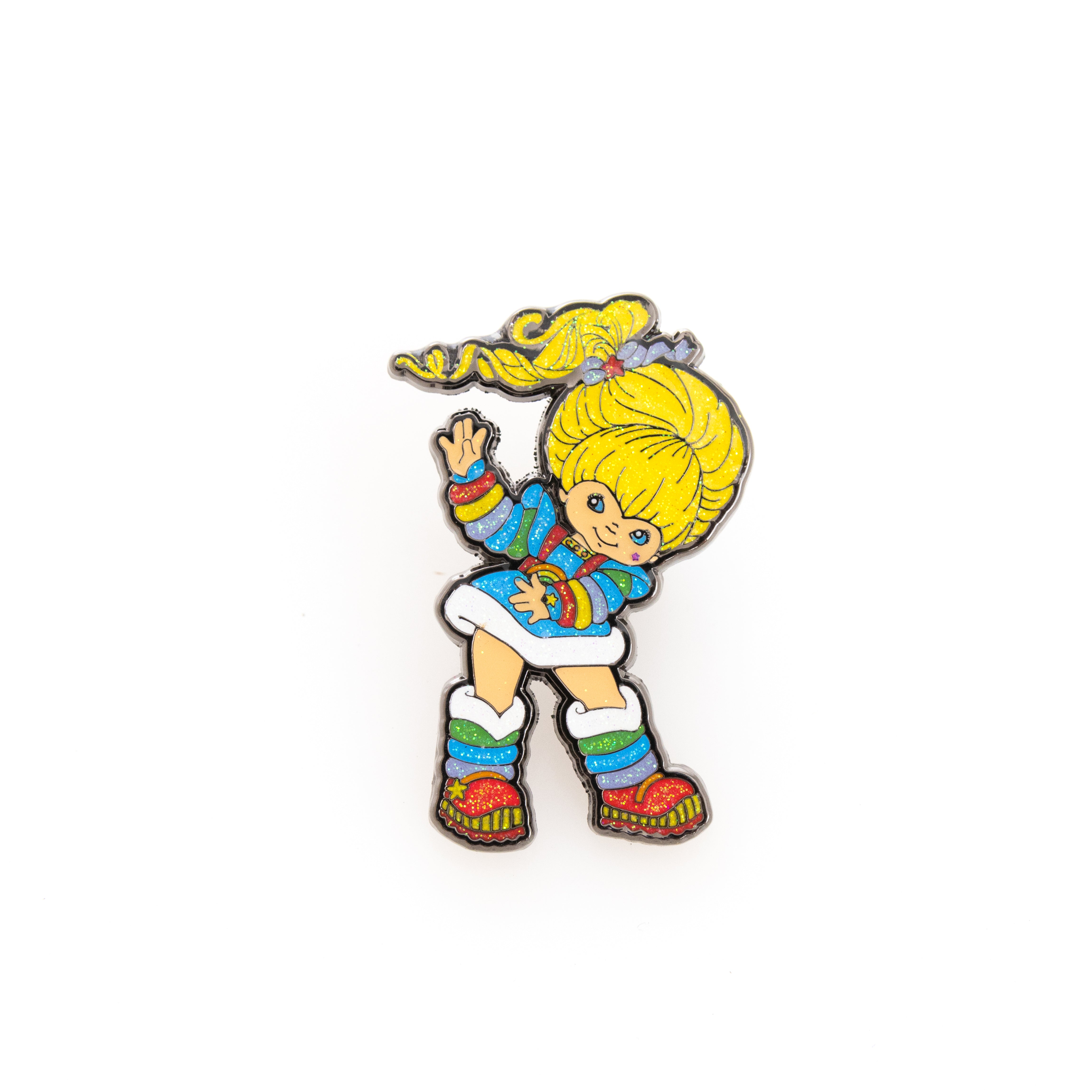 RAINBOW BRITE Enamel Pins SDCC 2024 Glitter 4-Pack Rainbow Brite, Twink, Stormy, Tickled Pink