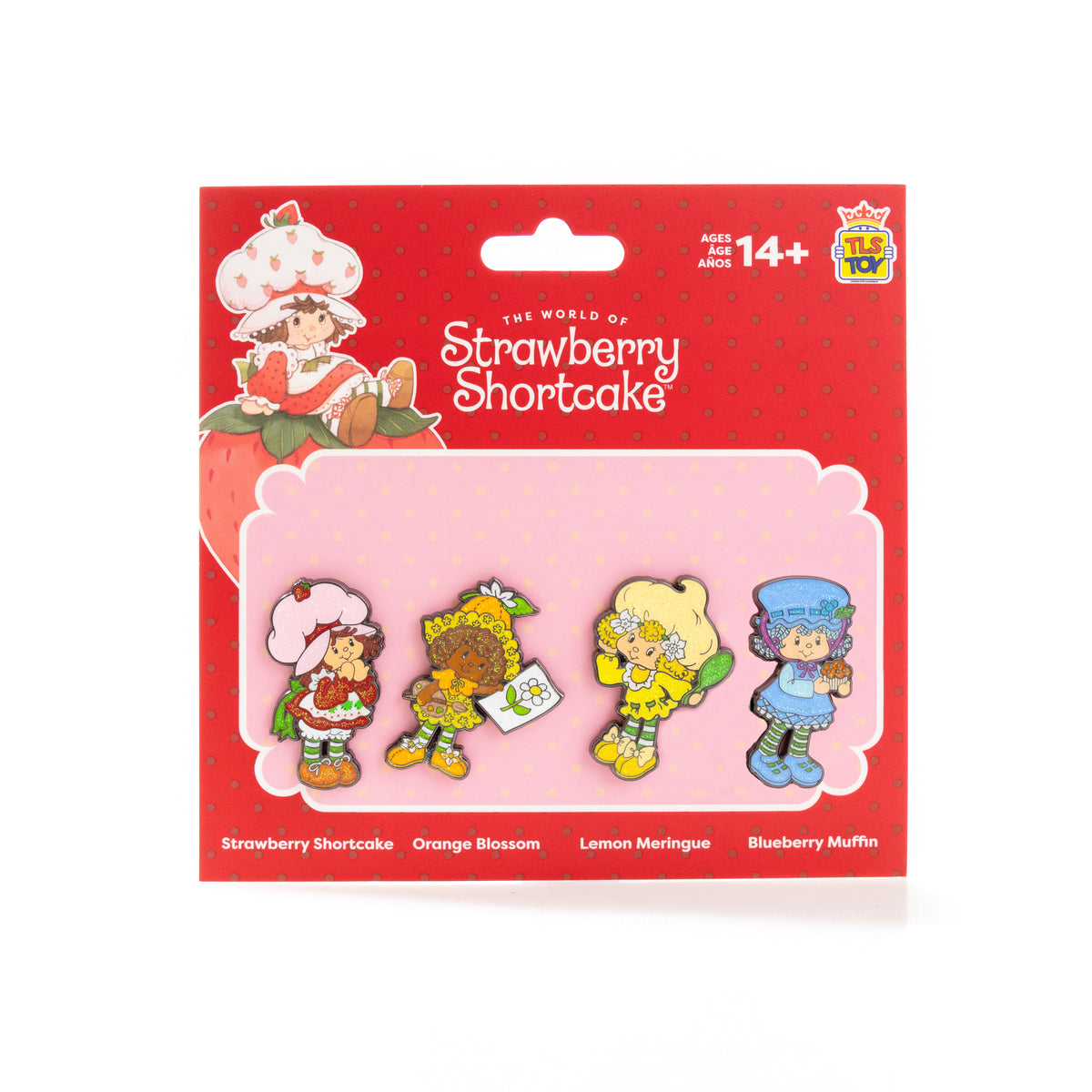 STRAWBERRY SHORTCAKE Enamel Pins SDCC 2024 Glitter 4-Pack Strawberry Shortcake, Lemon Meringue, Orange Blossom, Blueberry Muffin