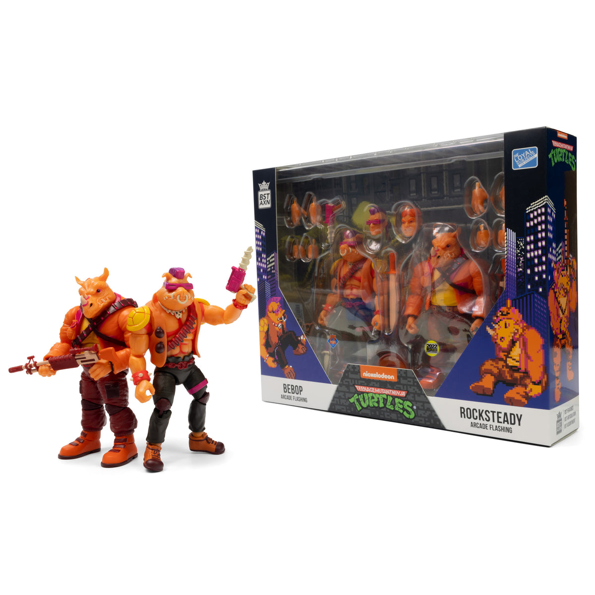 TMNT BST AXN Bebop & Rocksteady Arcade Flashing 2-Pack